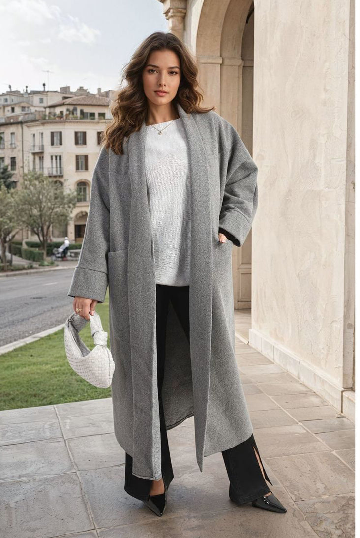 Open Front Oversized Long Winter Jacket