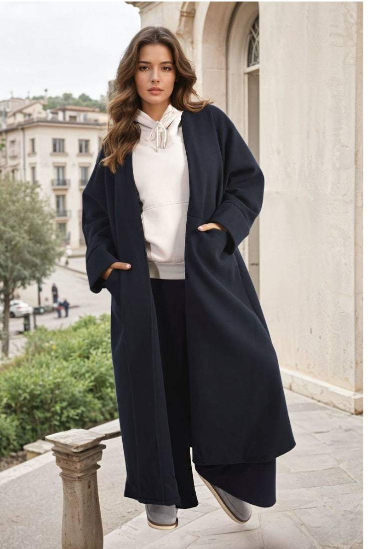 Open Front Oversized Long Winter Jacket